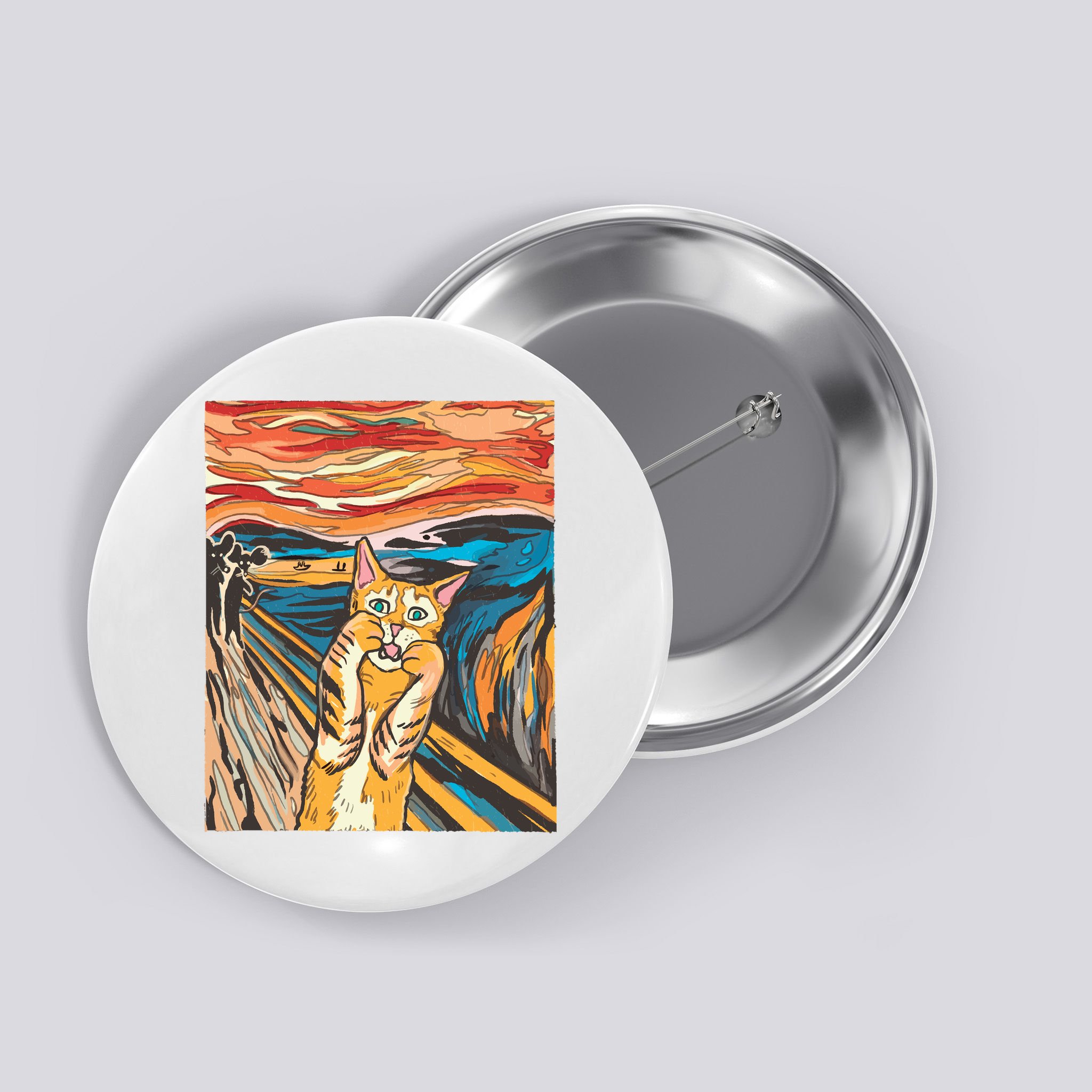 The Scream Parody Cat Button
