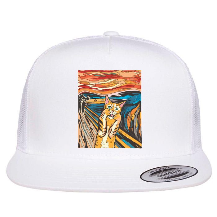 The Scream Parody Cat Flat Bill Trucker Hat