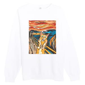 The Scream Parody Cat Premium Crewneck Sweatshirt