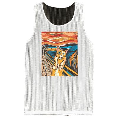 The Scream Parody Cat Mesh Reversible Basketball Jersey Tank