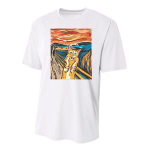 The Scream Parody Cat Performance Sprint T-Shirt