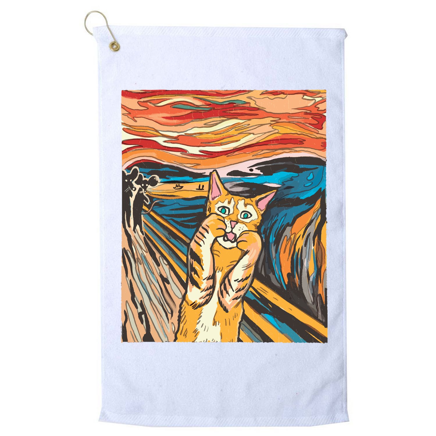The Scream Parody Cat Golf Towel