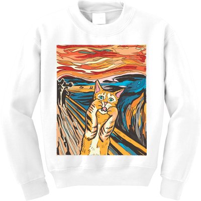 The Scream Parody Cat Kids Sweatshirt