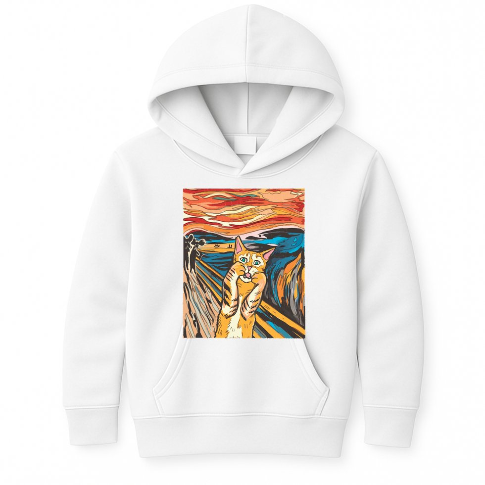 The Scream Parody Cat Kids Hoodie
