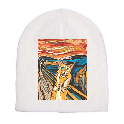The Scream Parody Cat Short Acrylic Beanie
