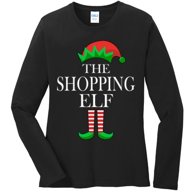 The Shopping Elf Family Matching Christmas Ladies Long Sleeve Shirt
