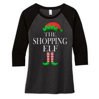 The Shopping Elf Family Matching Christmas Women's Tri-Blend 3/4-Sleeve Raglan Shirt