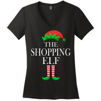 The Shopping Elf Family Matching Christmas Women's V-Neck T-Shirt