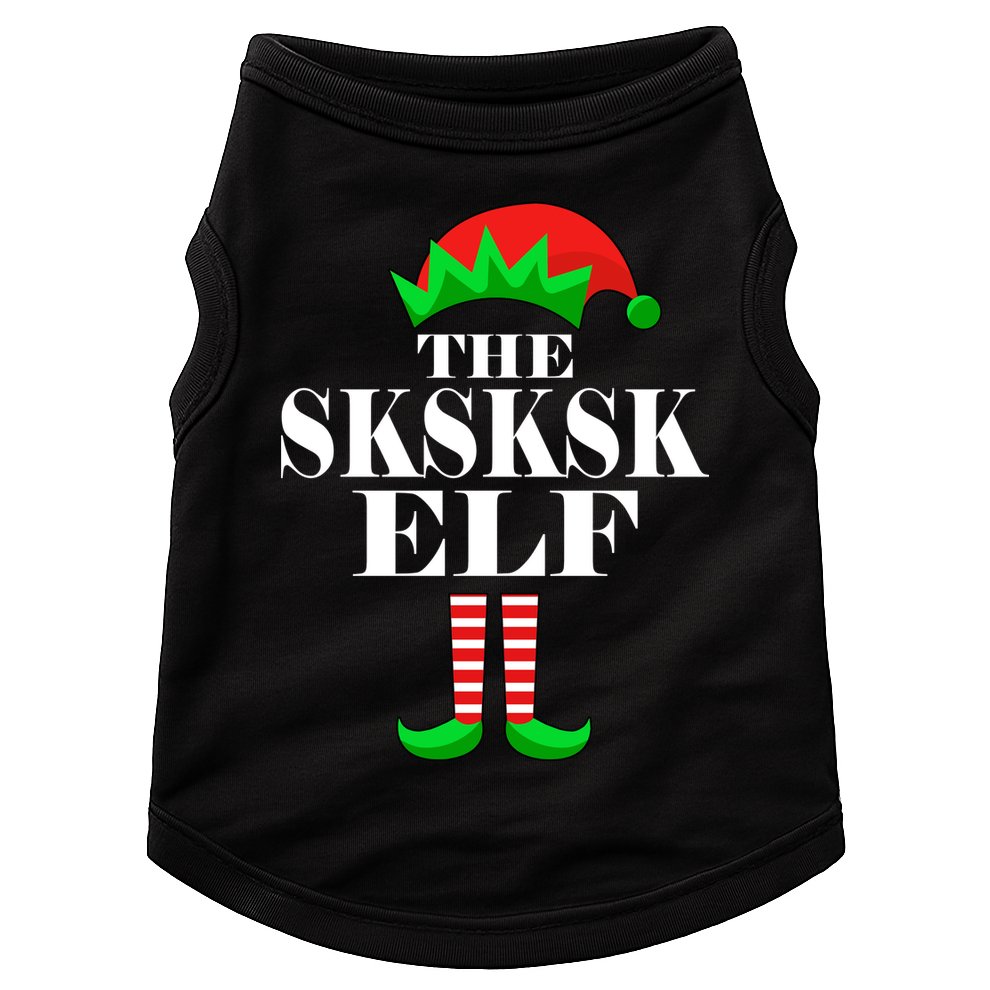 The SKSKSK Elf Funny Christmas Matching Doggie Tank