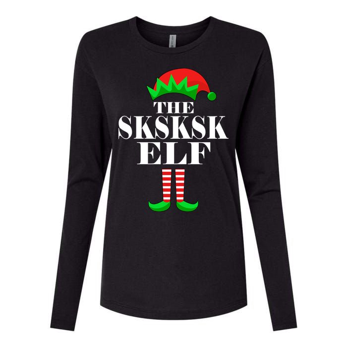 The SKSKSK Elf Funny Christmas Matching Womens Cotton Relaxed Long Sleeve T-Shirt