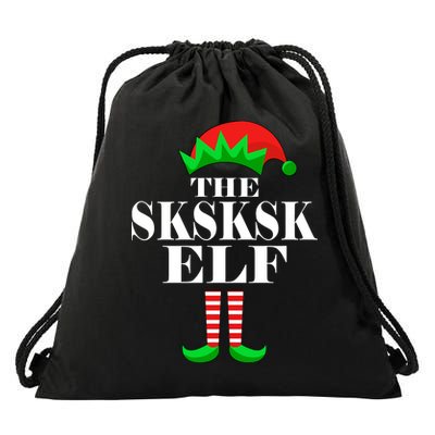 The SKSKSK Elf Funny Christmas Matching Drawstring Bag