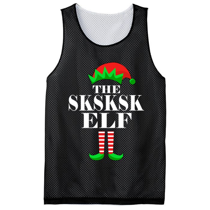 The SKSKSK Elf Funny Christmas Matching Mesh Reversible Basketball Jersey Tank