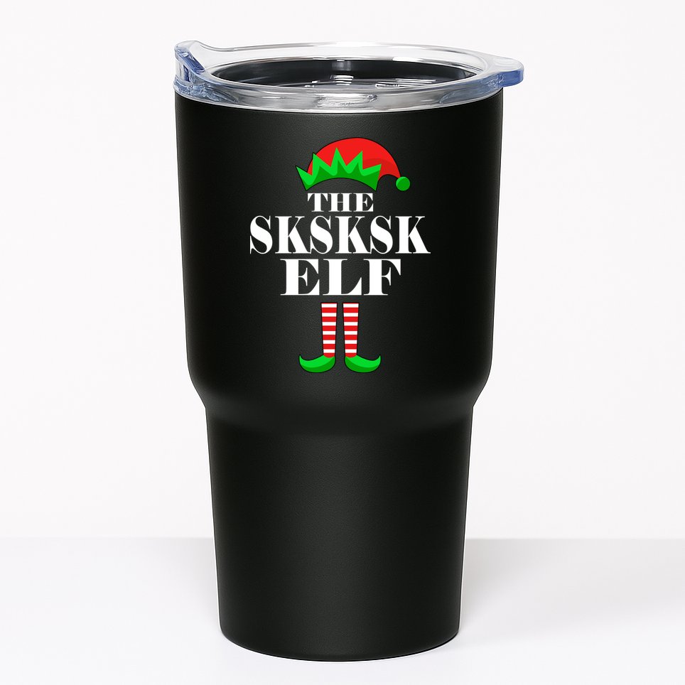 The SKSKSK Elf Funny Christmas Matching Tumbler