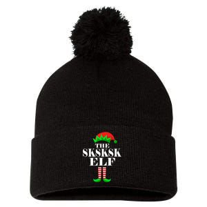 The SKSKSK Elf Funny Christmas Matching Pom Pom 12in Knit Beanie