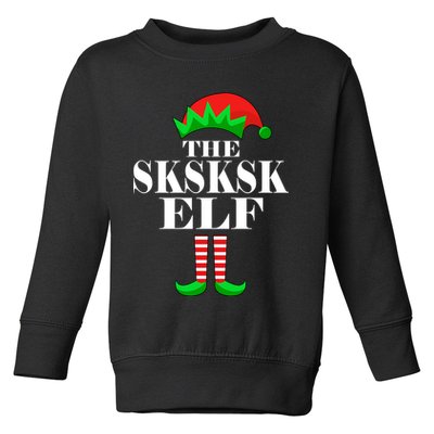 The SKSKSK Elf Funny Christmas Matching Toddler Sweatshirt