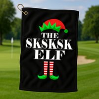 The SKSKSK Elf Funny Christmas Matching Golf Towel