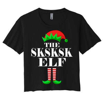 The SKSKSK Elf Funny Christmas Matching Women's Crop Top Tee