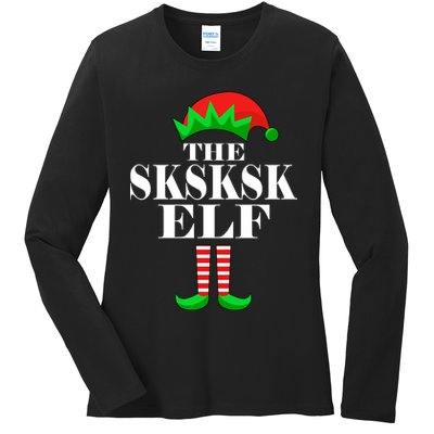 The SKSKSK Elf Funny Christmas Matching Ladies Long Sleeve Shirt
