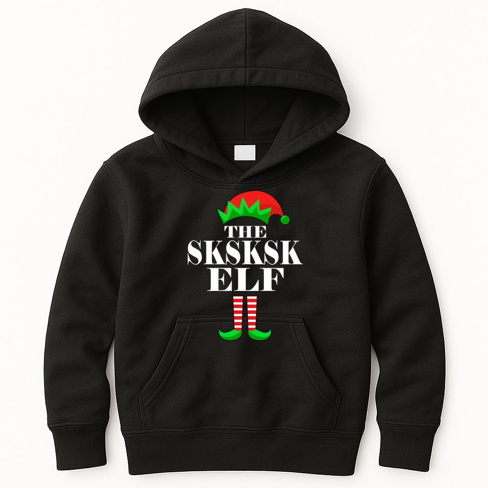 The SKSKSK Elf Funny Christmas Matching Kids Hoodie