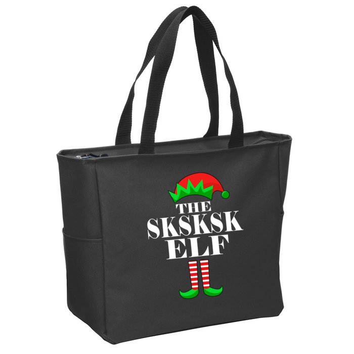 The SKSKSK Elf Funny Christmas Matching Zip Tote Bag
