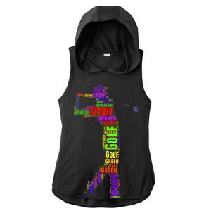 The Spirit of Golf Word Mash-up Ladies PosiCharge Tri-Blend Wicking Draft Hoodie Tank