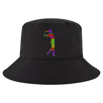 The Spirit of Golf Word Mash-up Cool Comfort Performance Bucket Hat