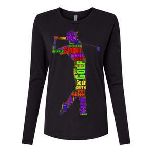 The Spirit of Golf Word Mash-up Womens Cotton Relaxed Long Sleeve T-Shirt