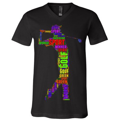 The Spirit of Golf Word Mash-up V-Neck T-Shirt