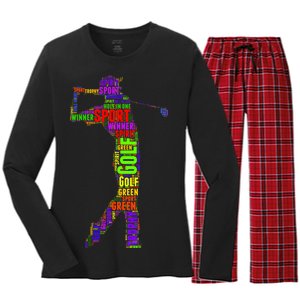 The Spirit of Golf Word Mash-up Women's Long Sleeve Flannel Pajama Set 