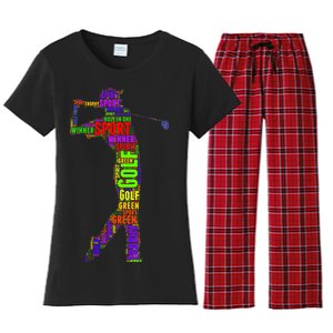 The Spirit of Golf Word Mash-up Women's Flannel Pajama Set