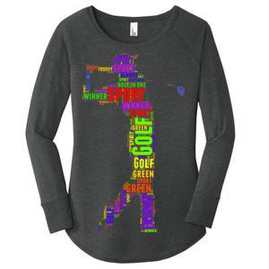 The Spirit of Golf Word Mash-up Women's Perfect Tri Tunic Long Sleeve Shirt