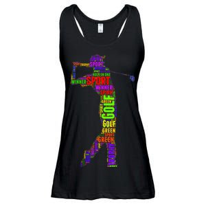 The Spirit of Golf Word Mash-up Ladies Essential Flowy Tank