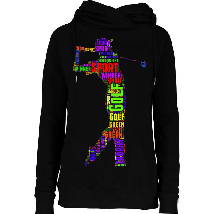 The Spirit of Golf Word Mash-up Womens Funnel Neck Pullover Hood