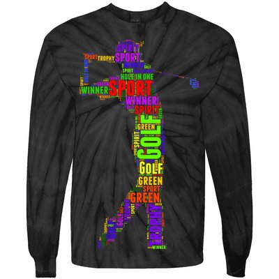 The Spirit of Golf Word Mash-up Tie-Dye Long Sleeve Shirt