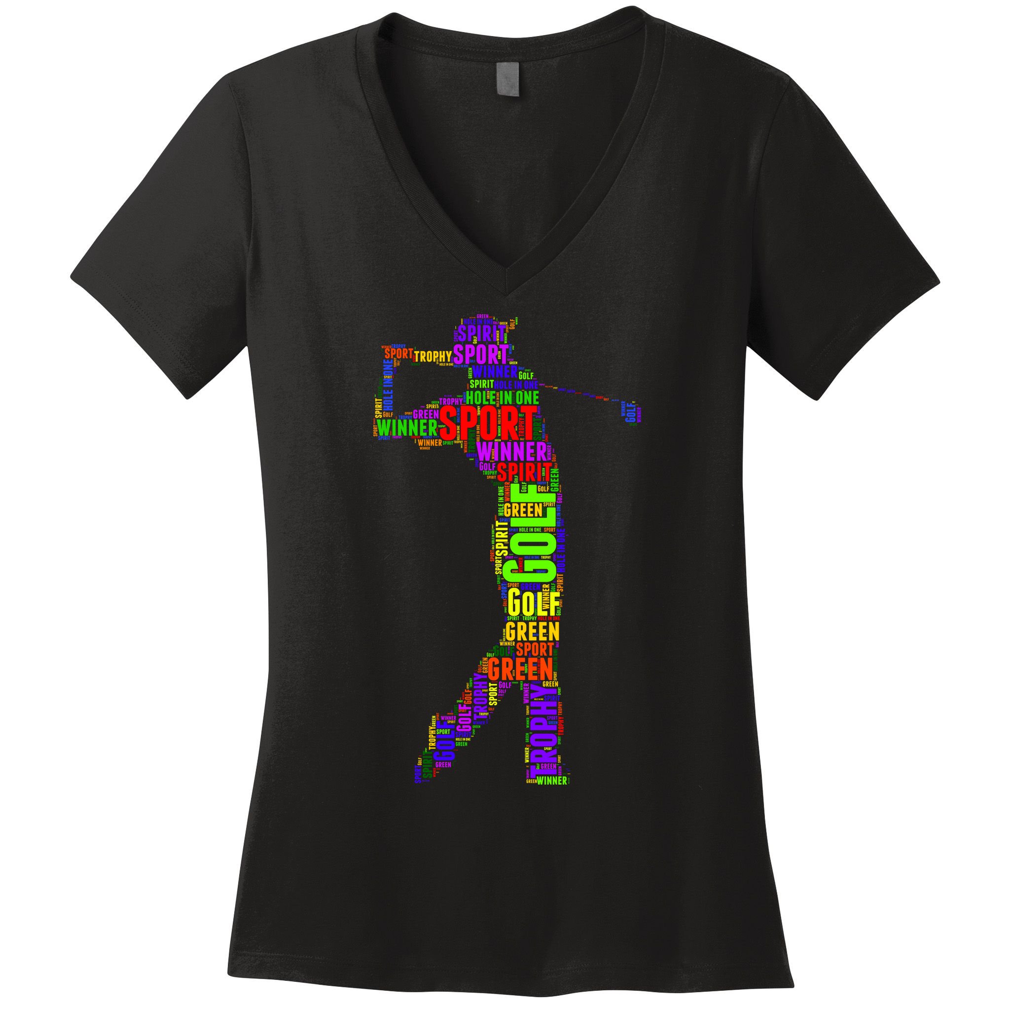 The Spirit of Golf Word Mash-up Women's V-Neck T-Shirt