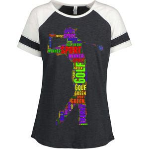 The Spirit of Golf Word Mash-up Enza Ladies Jersey Colorblock Tee