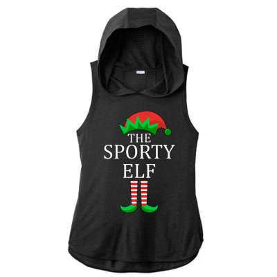 The Sporty Elf Family Matching Christmas Ladies PosiCharge Tri-Blend Wicking Draft Hoodie Tank