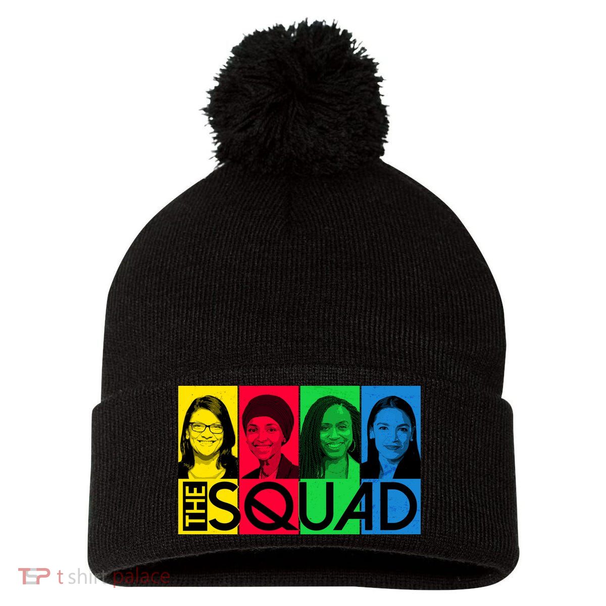 The Squad AOC Ilhan Omar Tlaib Pressley Pom Pom 12in Knit Beanie