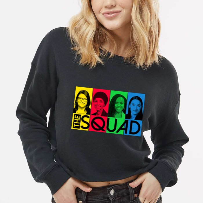 The Squad AOC Ilhan Omar Tlaib Pressley Cropped Pullover Crew