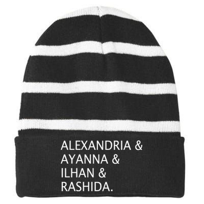 The Squad Names Striped Beanie with Solid Band