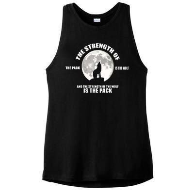 The Strength Of The Pack Is The Wolf Saying Ladies PosiCharge Tri-Blend Wicking Tank