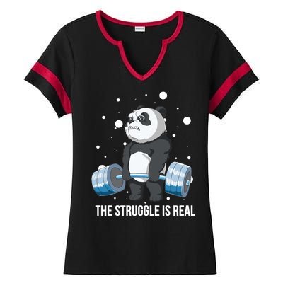 The Struggle Is Real Panda Ladies Halftime Notch Neck Tee