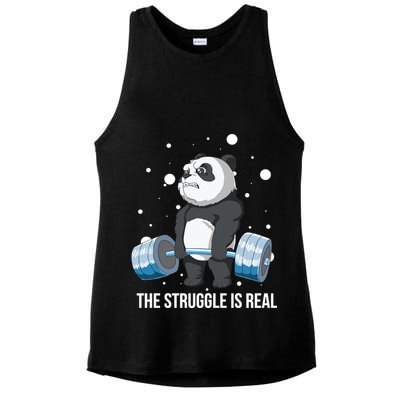 The Struggle Is Real Panda Ladies PosiCharge Tri-Blend Wicking Tank