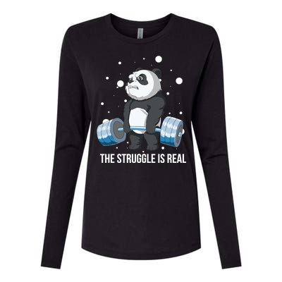 The Struggle Is Real Panda Womens Cotton Relaxed Long Sleeve T-Shirt