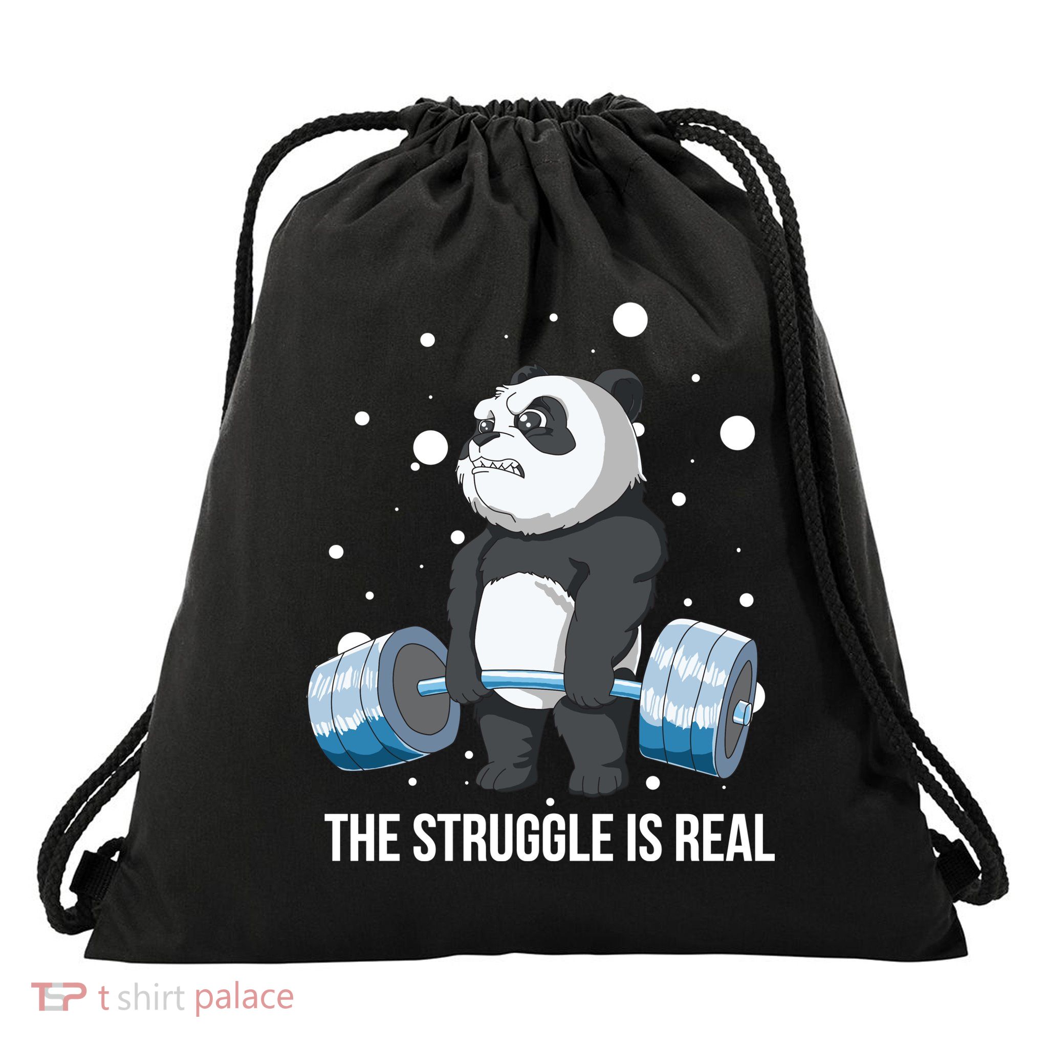 The Struggle Is Real Panda Drawstring Bag