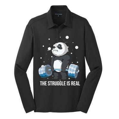 The Struggle Is Real Panda Silk Touch Performance Long Sleeve Polo