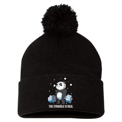 The Struggle Is Real Panda Pom Pom 12in Knit Beanie
