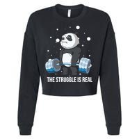 The Struggle Is Real Panda Cropped Pullover Crew
