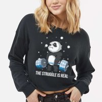 The Struggle Is Real Panda Cropped Pullover Crew