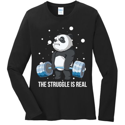 The Struggle Is Real Panda Ladies Long Sleeve Shirt